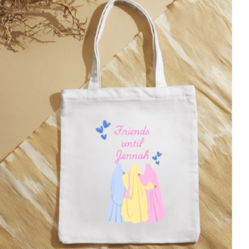 White Tote Bag with Colorful Design